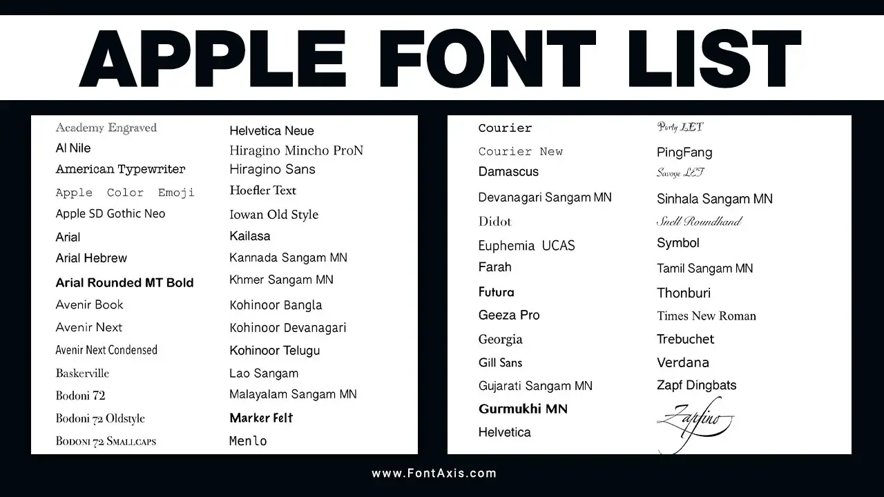 Apple Font List