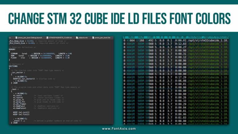 Change STM 32 Cube IDE LD Files Font Colors