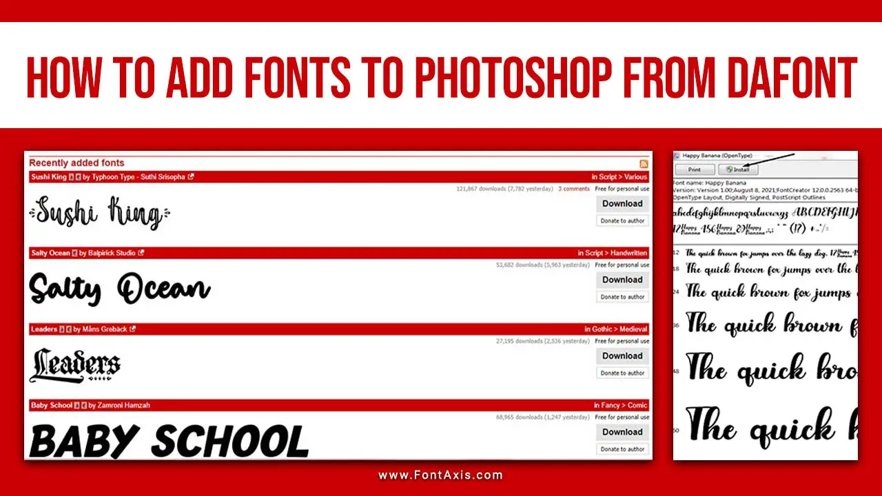 How to add fonts to Photoshop from Dafont