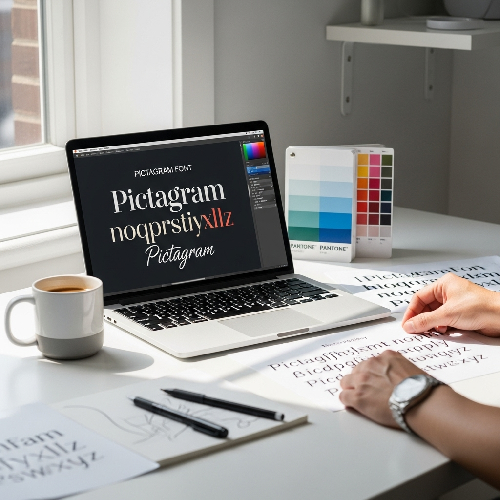 Generate an eye-catching, high-quality featured image for a blog post about: Pictagram Font: Genius